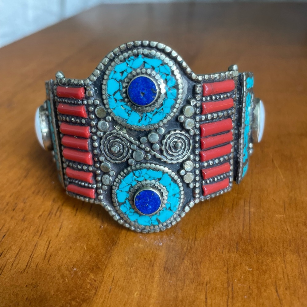 Turquoise and Red Stone Bracelet